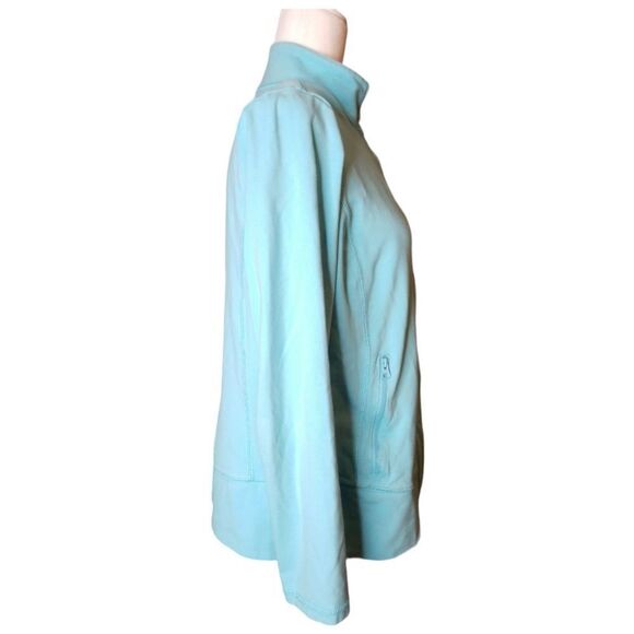 T by Talbots Jacket Zip Up Mock Neck Zipper Pockets Light Blue Size Petite Large - Picture 2 of 8